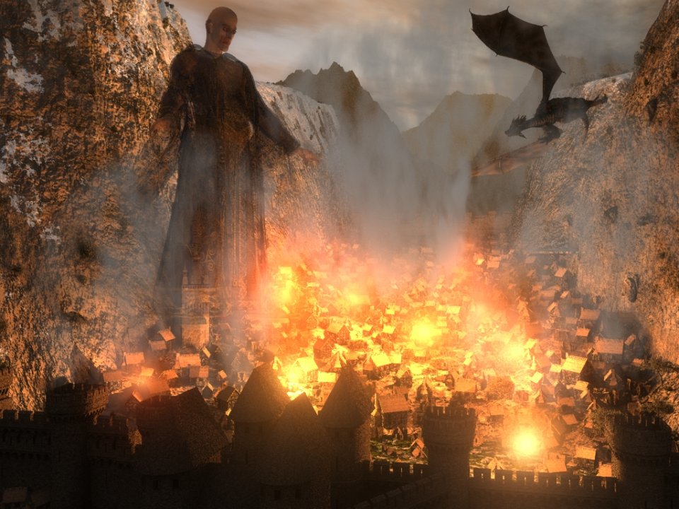 Vengeance of Skufruss.jpg - The mighty projection of Skufruss of the Kin appears above Vorsand prior to raining destruction and ruin on the conquered city